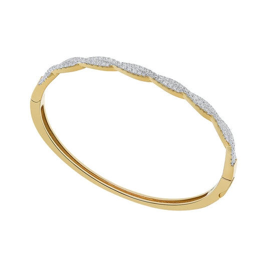 Gold Plated Silver CZ Twisted Bangle N5054