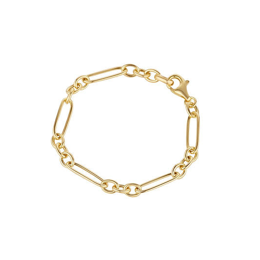 Silver 18ct Gold Oblong Link Bracelet N8113