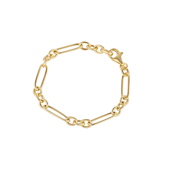 Silver 18ct Gold Oblong Link Bracelet N8113