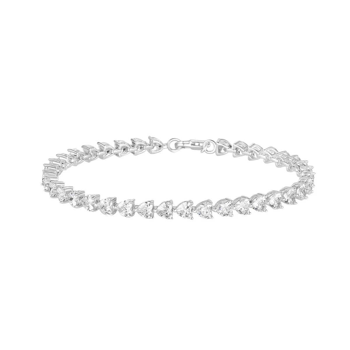 Silver CZ Heart Tennis Bracelet N8161