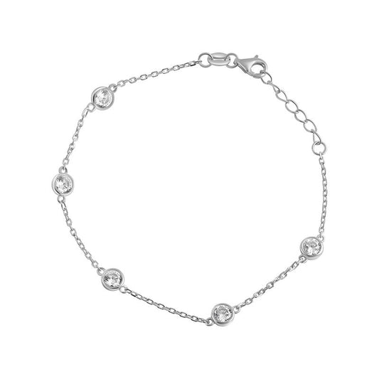 Silver CZ Station Bracelet N8184