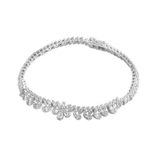 Silver CZ Fancy Scalloped Bracelet N8188