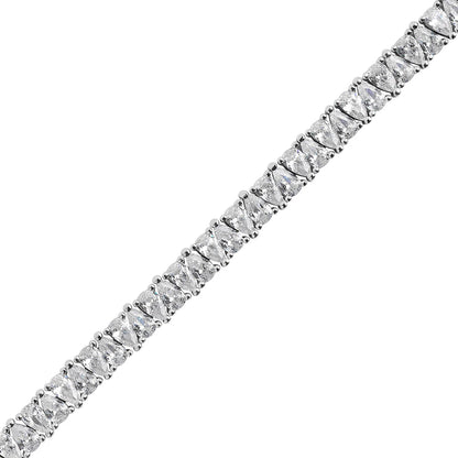 Sterling Silver Cz Pear Tennis Bracelet N8192