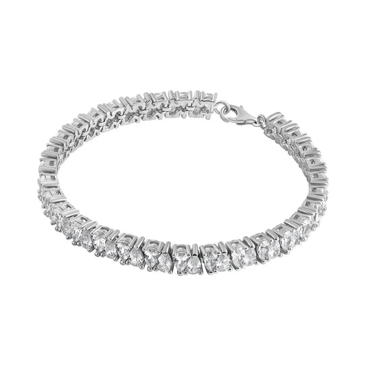 Sterling Silver Cz Pear Tennis Bracelet N8192