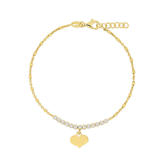 Gold Plated Fancy Cz Bracelet With A Heart Charm Drop N8214