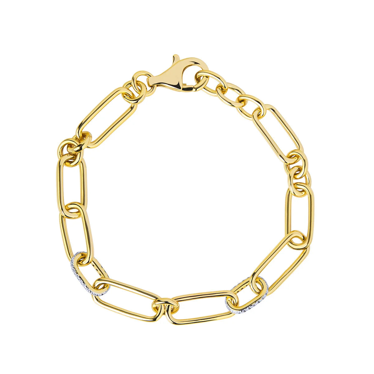 Gold Plated Silver CZ Chunky Long Link Bracelet N8229