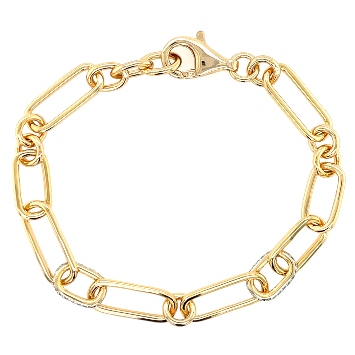 Gold Plated Silver CZ Chunky Long Link Bracelet N8229