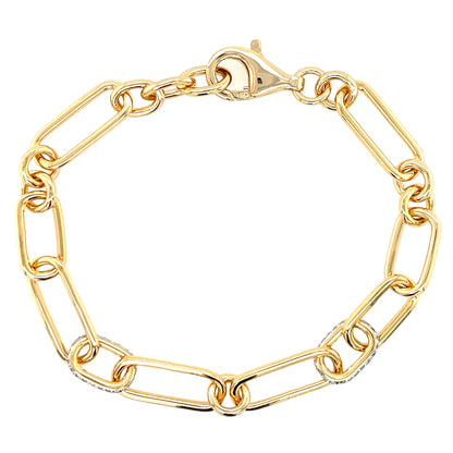Gold Plated Silver CZ Chunky Long Link Bracelet N8229