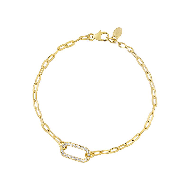 Gold Plated Linked Chain Cz Link Bracelet N8241