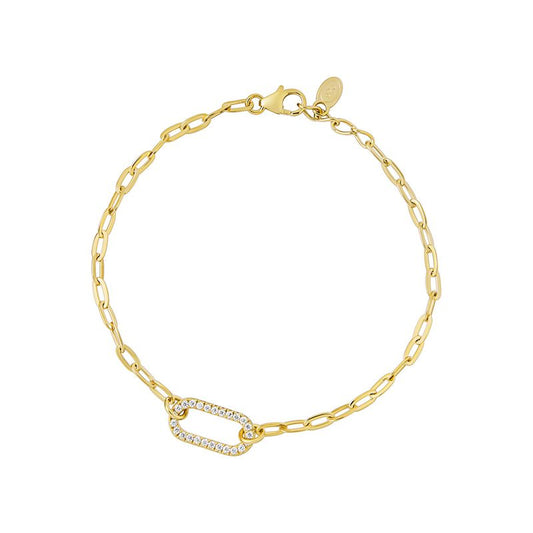 Gold Plated Linked Chain Cz Link Bracelet N8241
