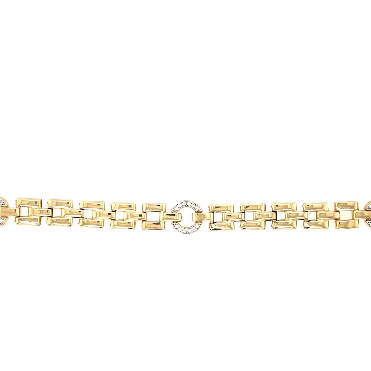 Gold Plated Silver 3 CZ Circle Flat Link Bracelet N8250