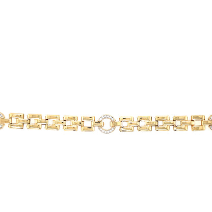 Gold Plated Silver 3 CZ Circle Flat Link Bracelet N8250