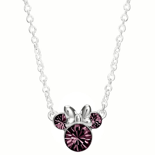 Disney Minnie Mouse Purple Crystal Silver Necklace N902352FEB