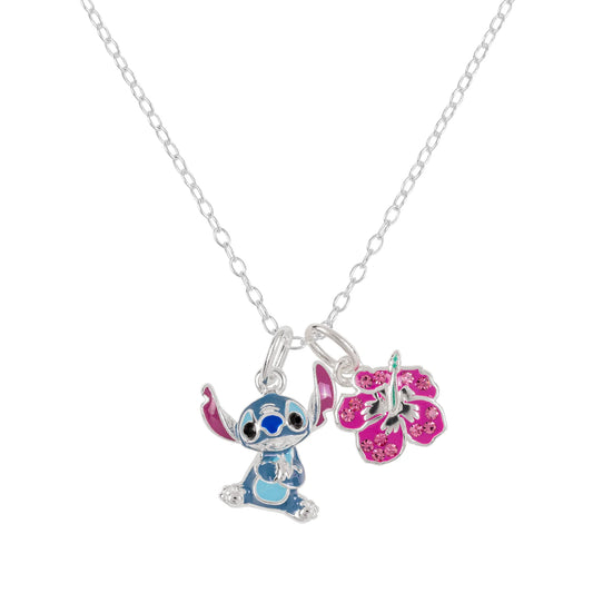 Disney Stitch & Flower Charm Necklace N905407