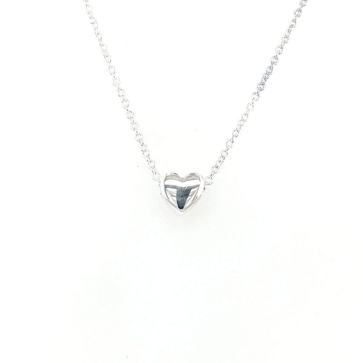 Sterling Silver Tiny Heart Slider Necklet N9116