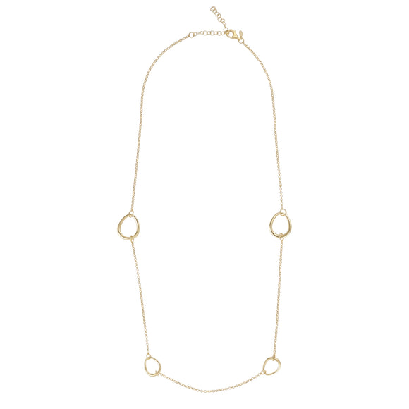 Silver 18ct Gold Oval Link Long Chain N9120