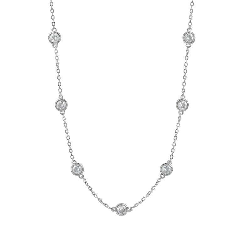 Silver CZ Station Necklet N9134