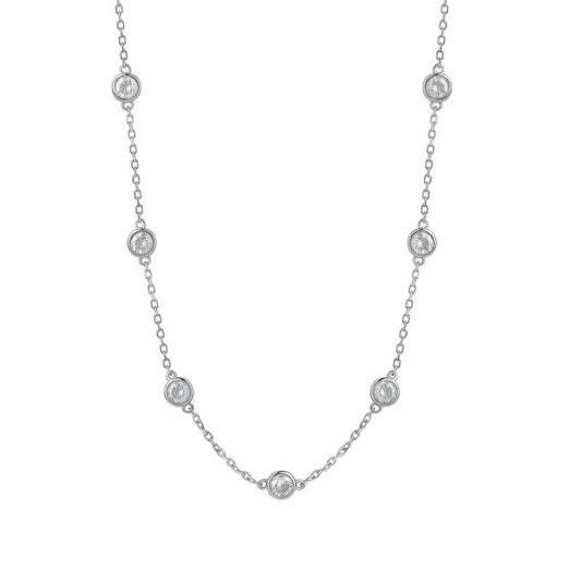 Silver CZ Station Necklet N9134