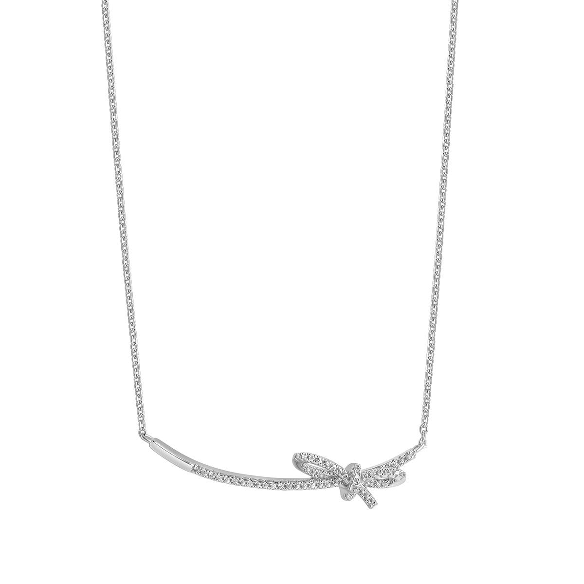 Silver CZ Bow Hammock Style Necklet N9138