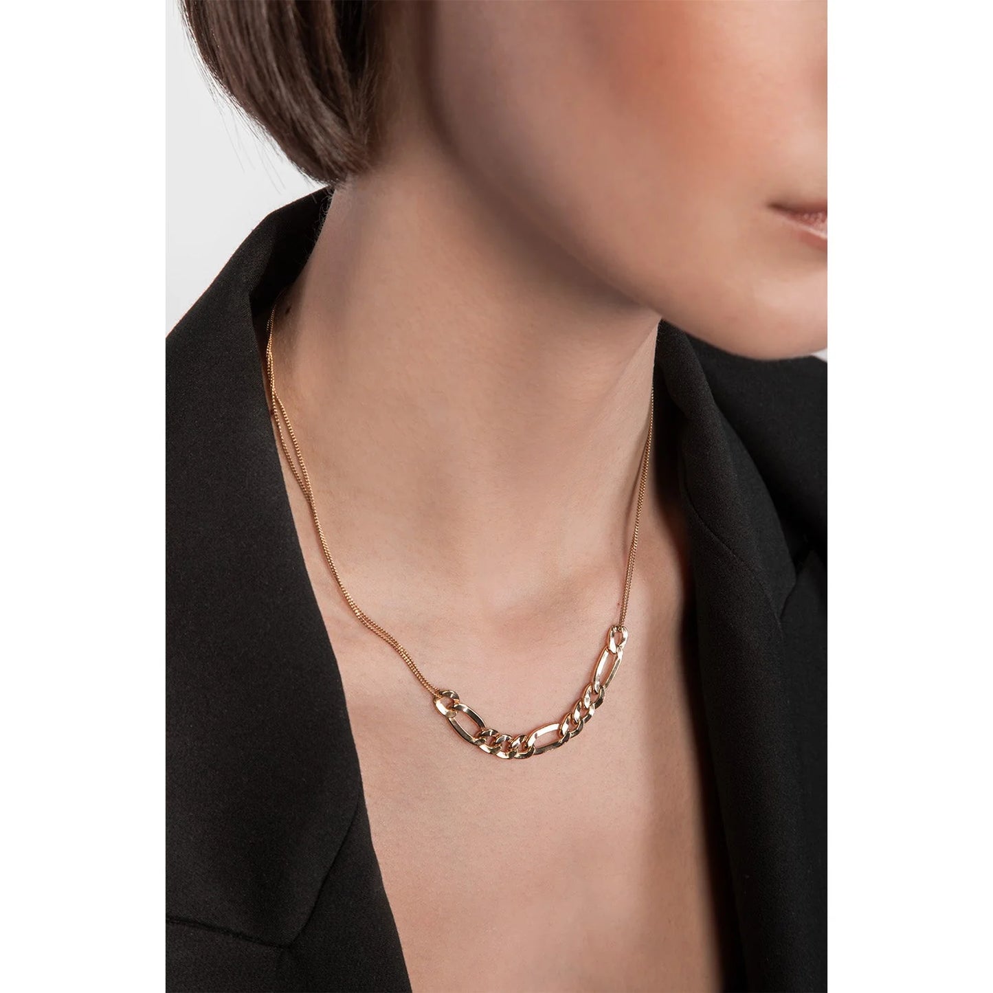 Gold Plated Figro Linked Chain Necklace N9193