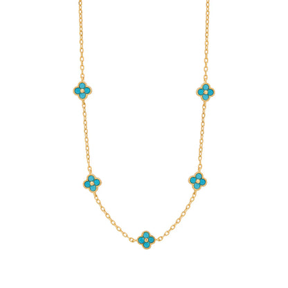 Gold Plated Turquoise Clover Necklace N9218