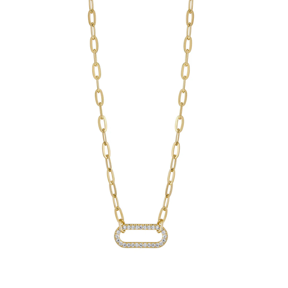 Gold Plated Linked Chain Cz Link Necklet N9256