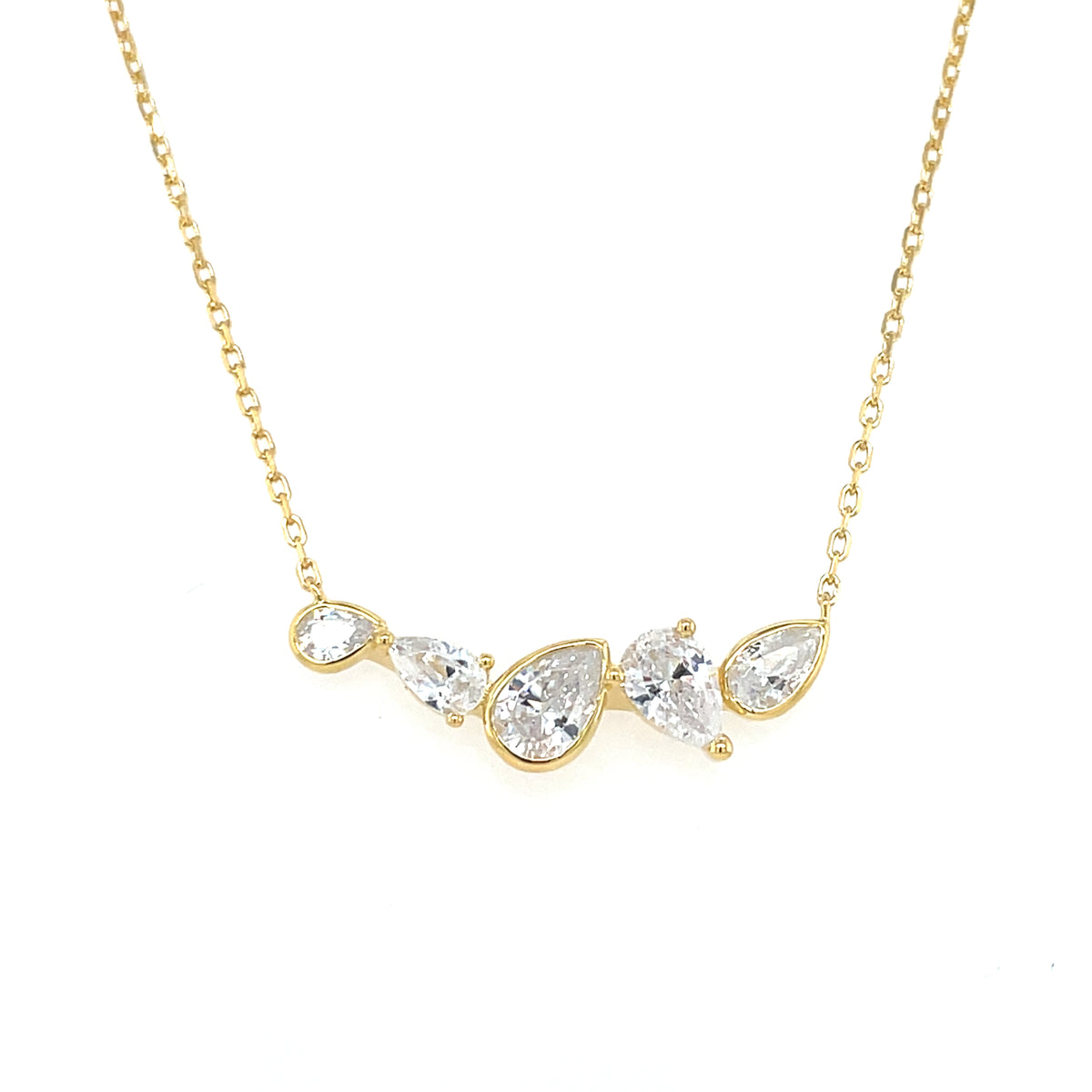 Gold Plated Silver CZ Pear Hammock Necklet N9339