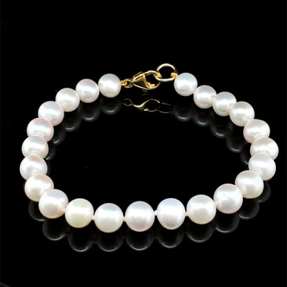 Freshwater Pearl Bracelet 7/7.5mm on 9ct Gold Clasp NB5004