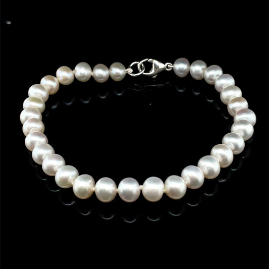 Freshwater Pearl 6/6.5mm Bracelet on Silver Clasp NB7003