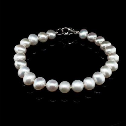 Freshwater Pearl 7/7.5mm Bracelet on Silver Clasp NB7004