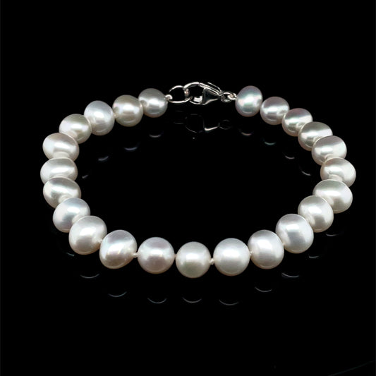 Freshwater Pearl 7/7.5mm Bracelet on Silver Clasp NB7004