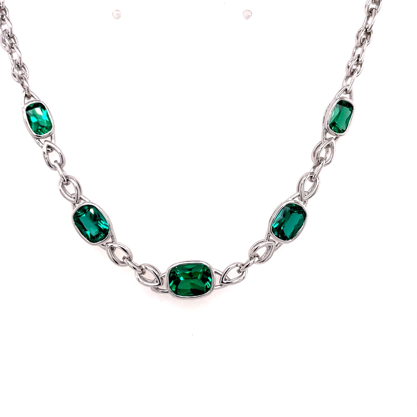 Sterling Silver Emerald Green CZ Necklace NC355/GN