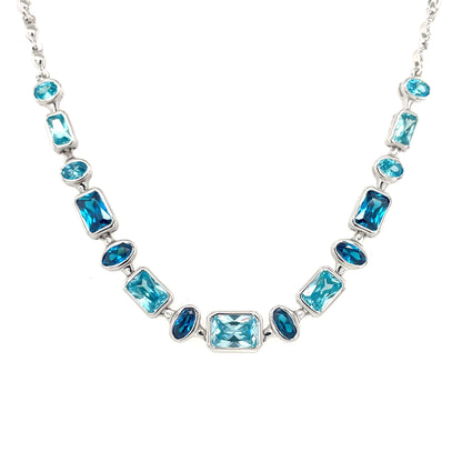 Sterling Silver Aqua/Blue CZ Necklace NC357/AQ
