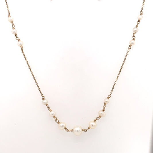 9ct Gold Graduated Pearl Section Chain GN188