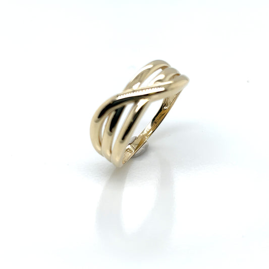 9ct Yellow Gold Criss Cross Ring GR400