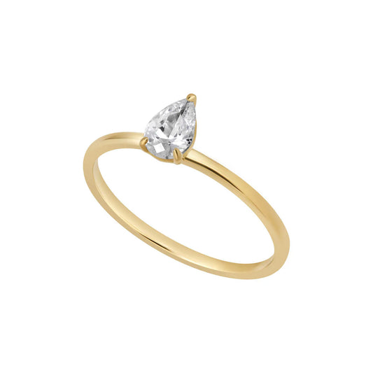 9ct Gold Single Pear Cz Ring GRZ366