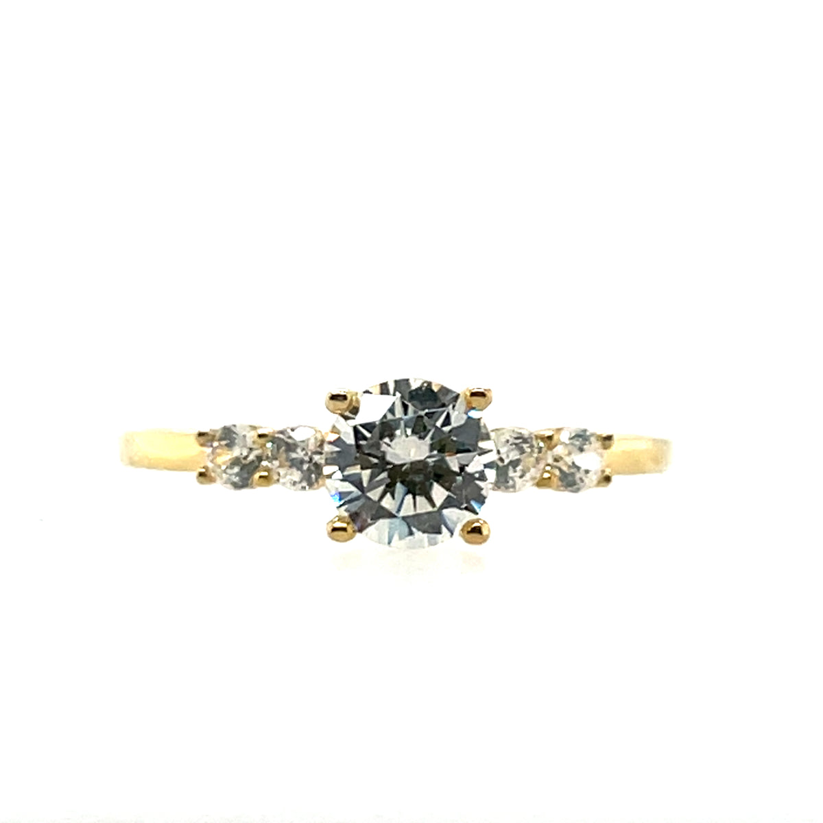 9ct Gold CZ Solitaire & Shoulder Ring GRZ405