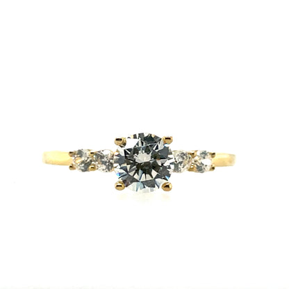 9ct Gold CZ Solitaire & Shoulder Ring GRZ405