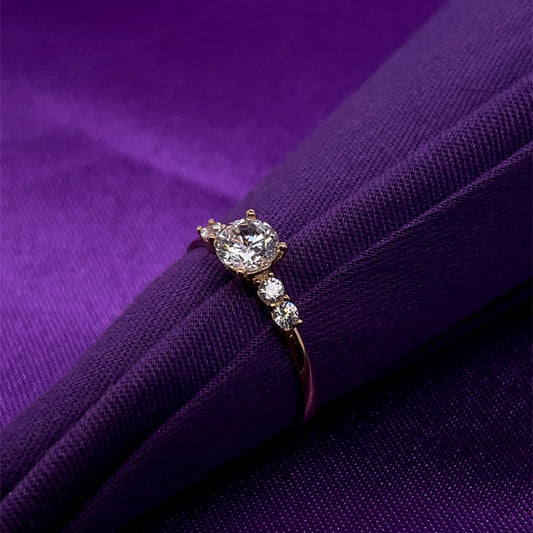 9ct Gold CZ Solitaire & Shoulder Ring GRZ405