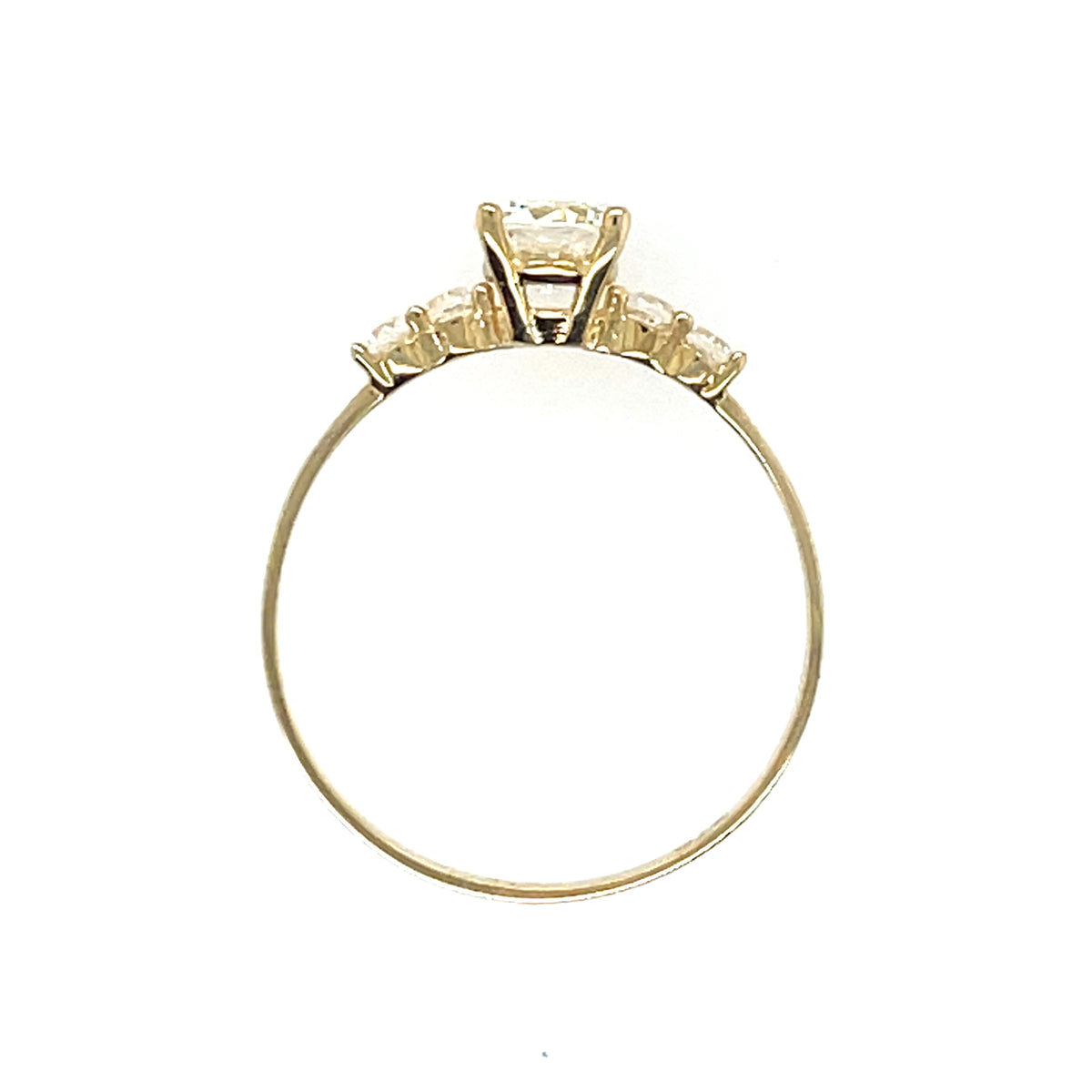 9ct Gold CZ Solitaire & Shoulder Ring GRZ405