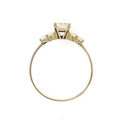 9ct Gold CZ Solitaire & Shoulder Ring GRZ405