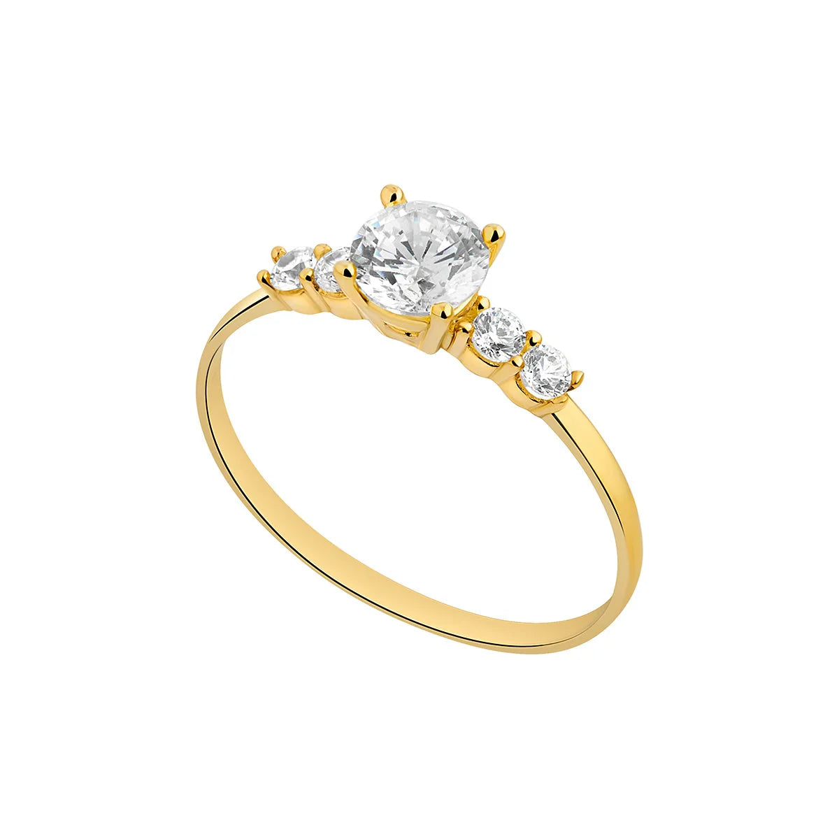 9ct Gold CZ Solitaire & Shoulder Ring GRZ405