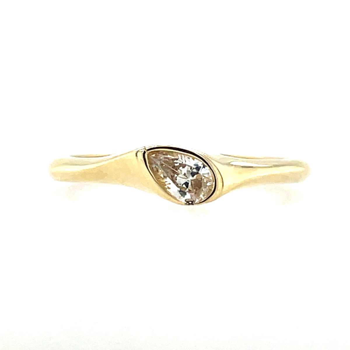 9ct Gold CZ Pear Band Ring GRZ406