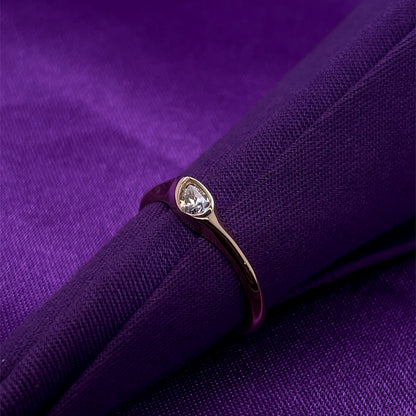 9ct Gold CZ Pear Band Ring GRZ406