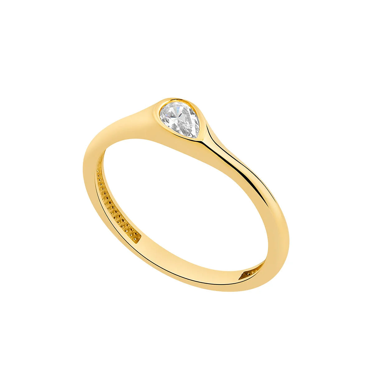 9ct Gold CZ Pear Band Ring GRZ406