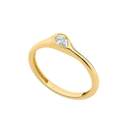 9ct Gold CZ Pear Band Ring GRZ406