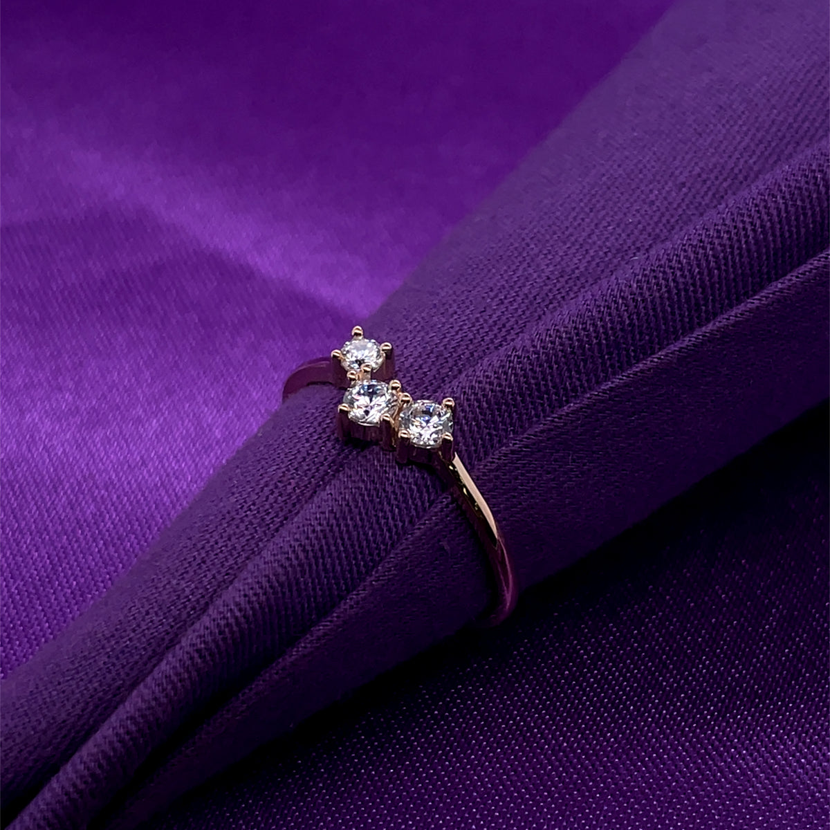 9ct Gold CZ Triple CZ Ring GRZ407
