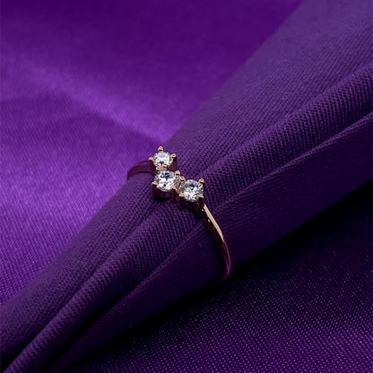 9ct Gold CZ Triple CZ Ring GRZ407