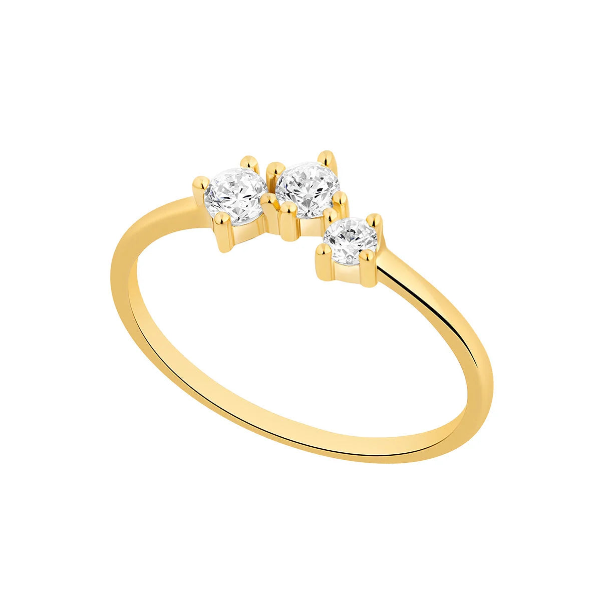 9ct Gold CZ Triple CZ Ring GRZ407