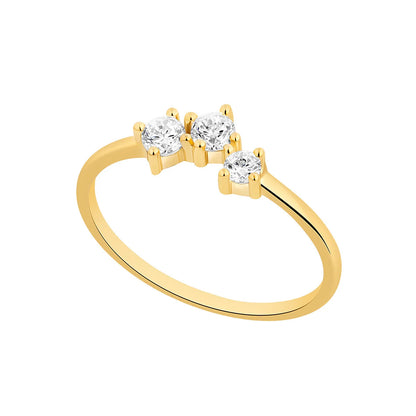 9ct Gold CZ Triple CZ Ring GRZ407